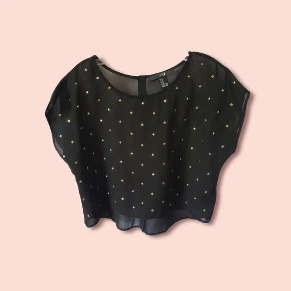 21 crop top size Medium color Blk/gold - Picture 1 of 8